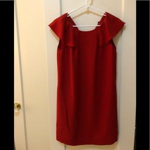 Classic Ruffle Sleeve Red Dress